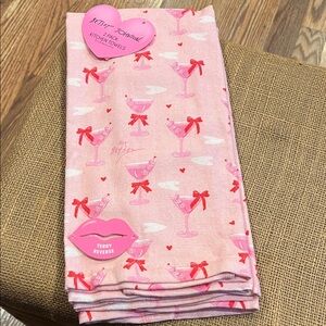 Betsey Johnson Pink Cocktail Print Towels